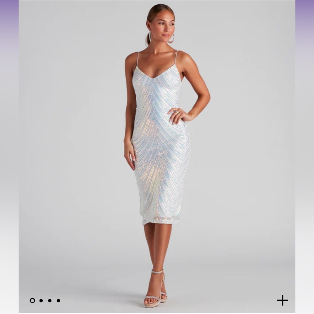 White sequins midi dress from Windsor. Size S
